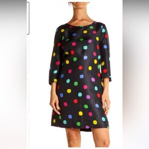 Kate Spade Blue Polka Dot Day A-Line Dress Navy Mini Multicolor Silk Size 2